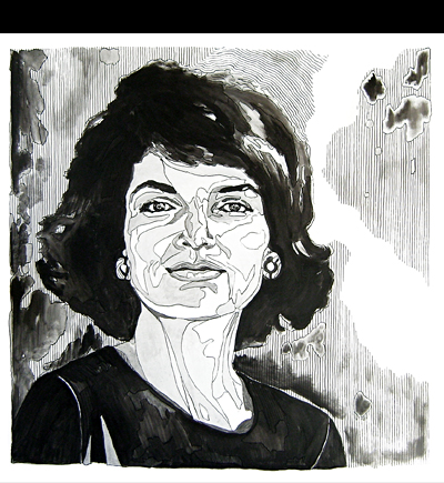 Jackie O - 100x100cm - Support toile, acrylique et encre de Chine au pinceau