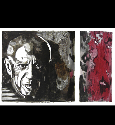 Pablo - 100x100cm & 50x100cm - Support toile, acrylique et encre de Chine au pinceau