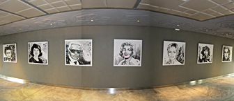Portraits of essential icons in the showroom of the Hôtel de Paris, 83990 Saint-Tropez